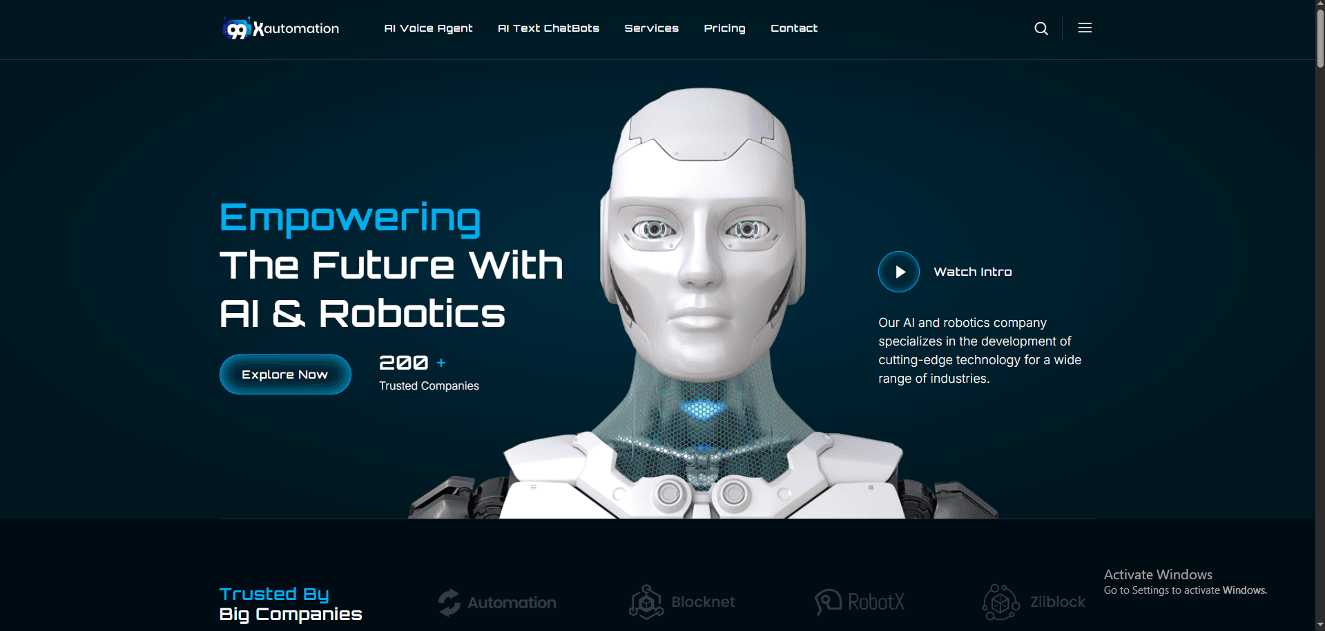 99x Automation - AI Agents agency website with Elementor CMS