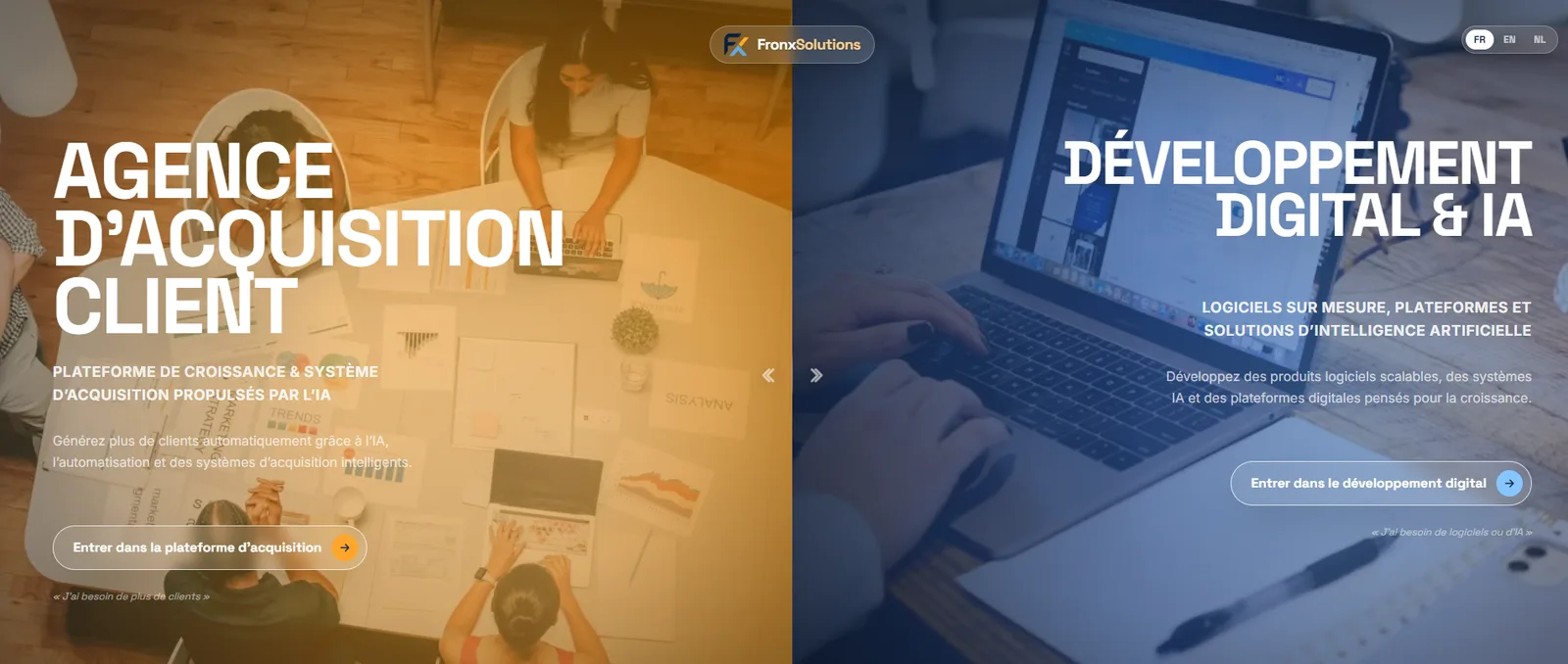 FronxSolutions — Trilingual (FR/EN/NL) agency website homepage screenshot
