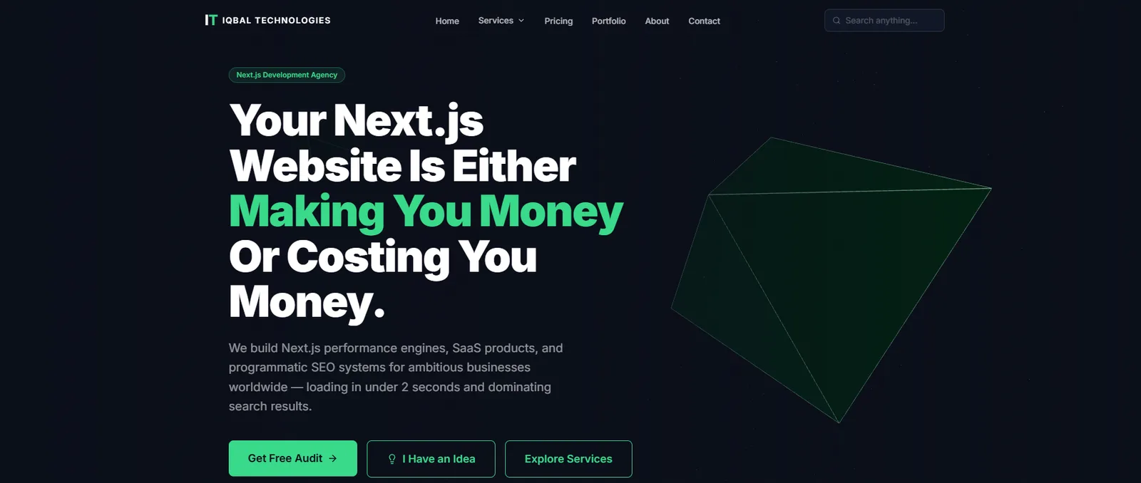 Iqbal Technologies — Agency website + internal agency-management platform homepage screenshot
