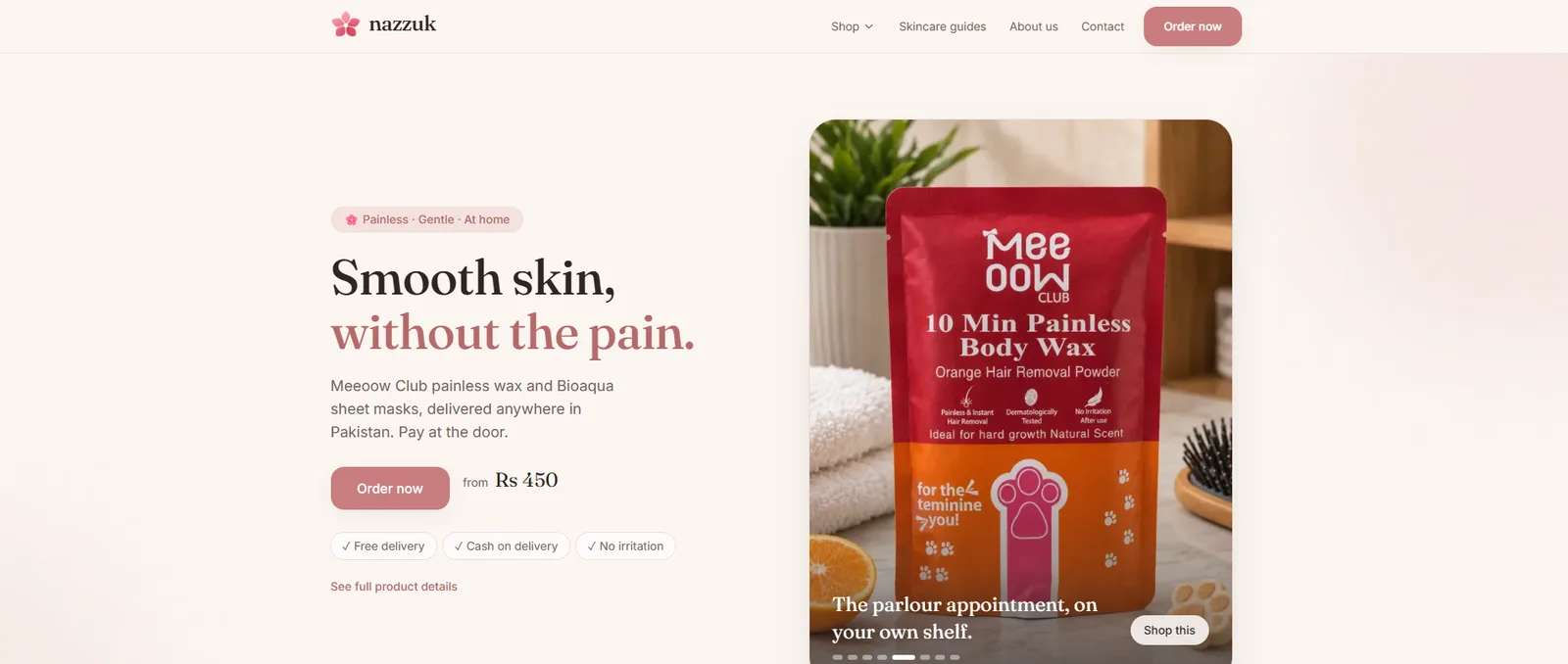Nazzuk — Cash-on-delivery beauty & self-care store for Pakistan homepage screenshot